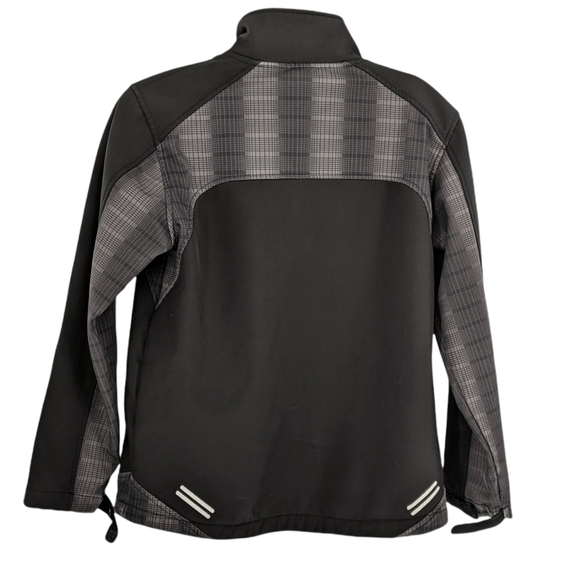 Snozu Full Zip Softshell Jacket Micro Fleece Lined Outdoor Plaid Contrast - Picture 2 of 10